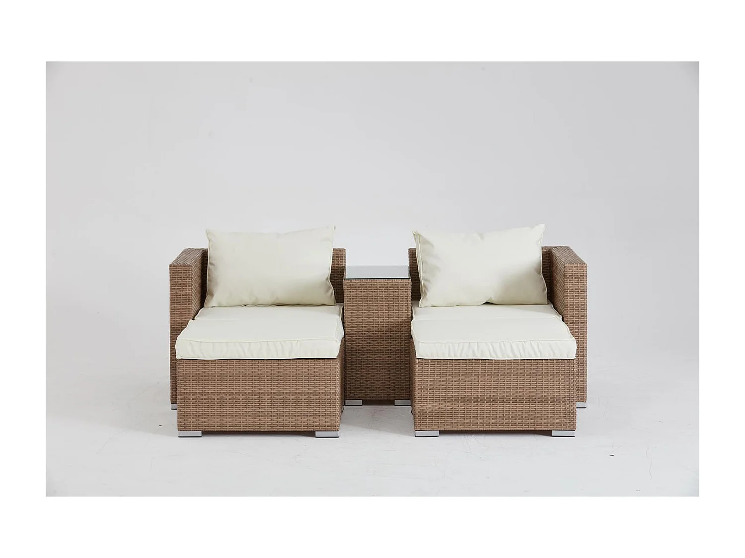 Conjunto de jardín 4 plazas de resina natural y crudo MOANA