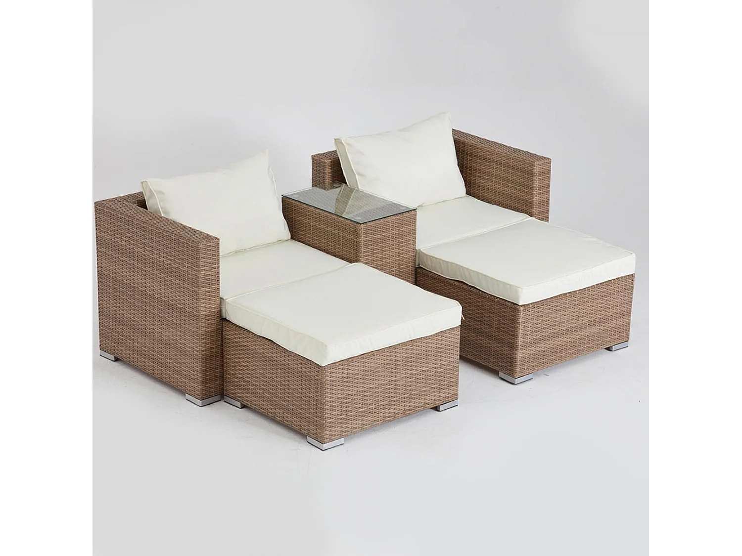 Conjunto de jardín 4 plazas de resina natural y crudo MOANA