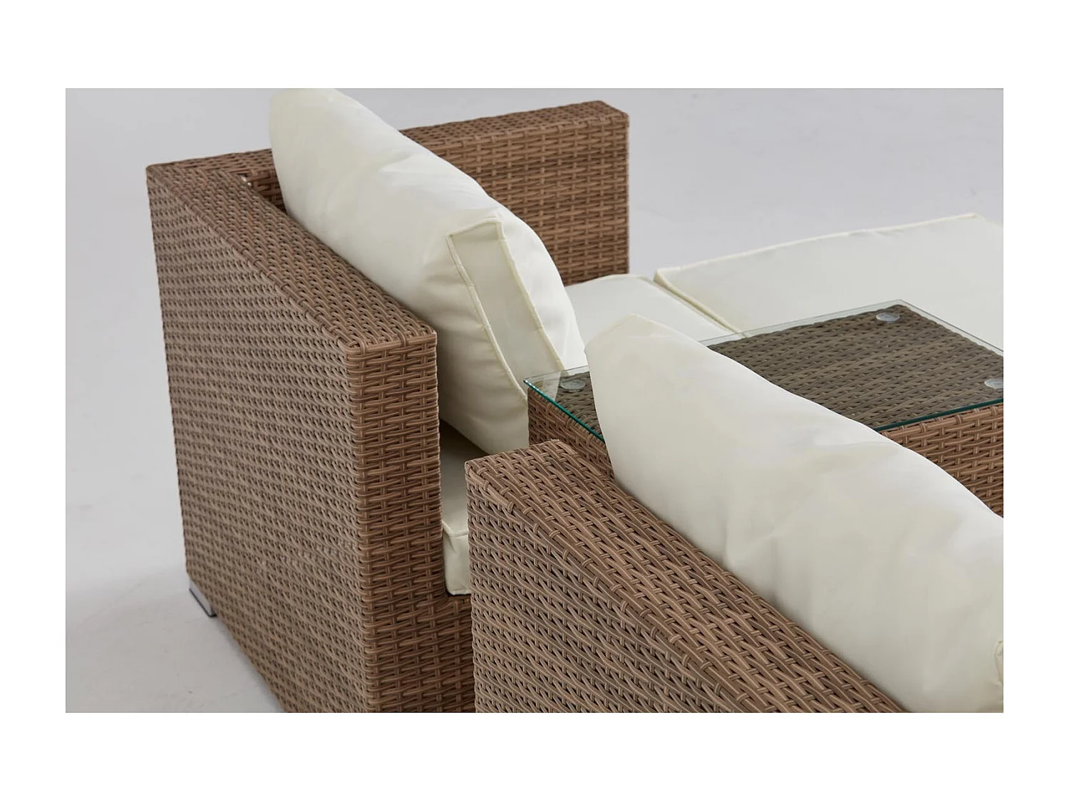 Salon de jardin 4 places en résine tressée naturel et écru MOANA