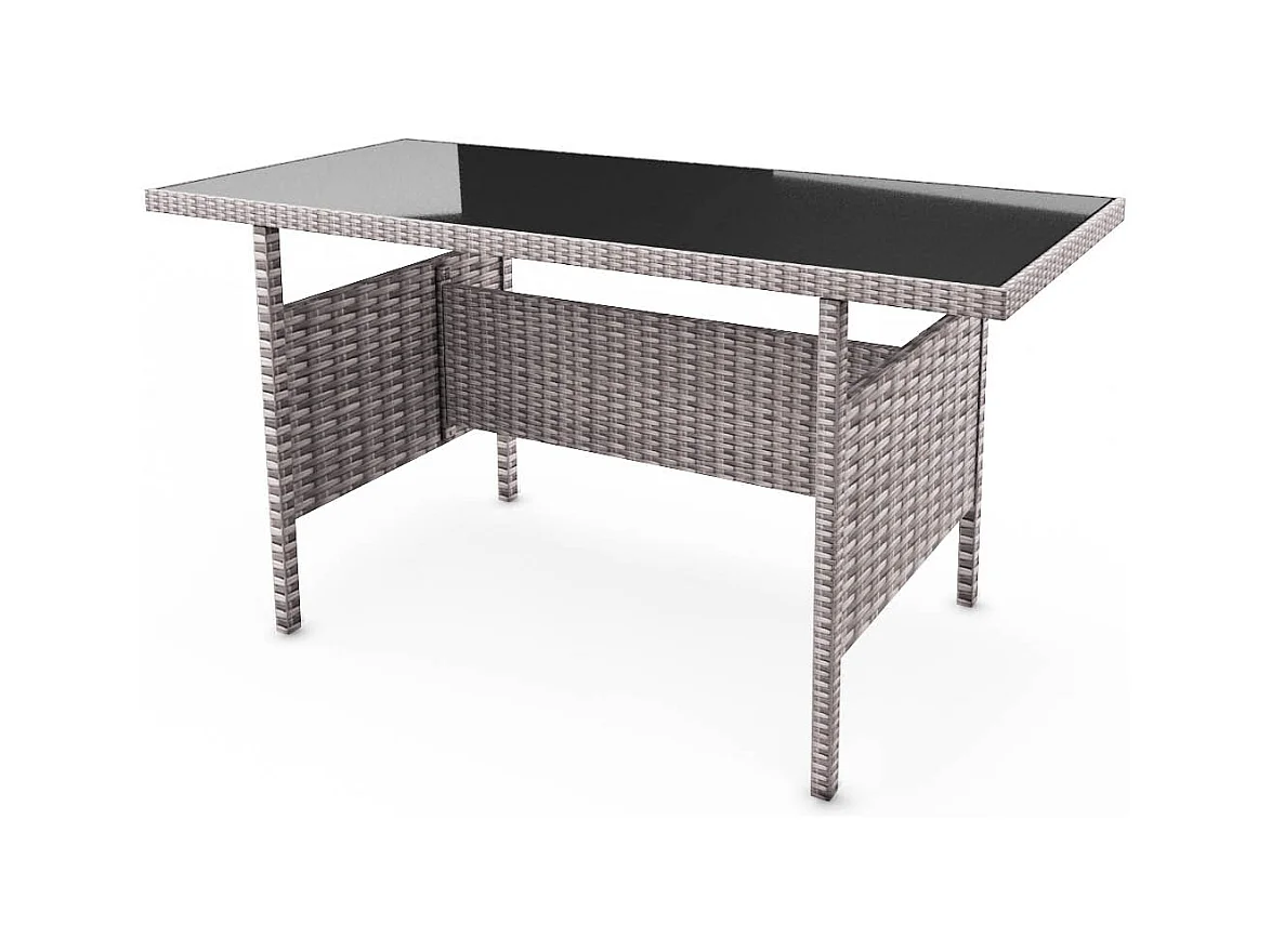 Salon de jardin 7 places en résine tressée gris clair MODENA