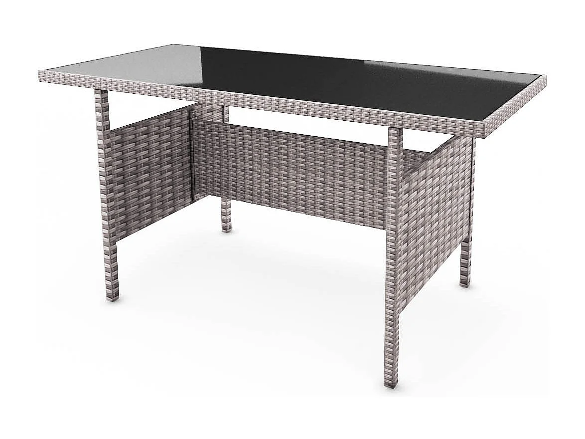 Conjunto de jardim 7 lugares em resina entrançada cinza claro MODERNA