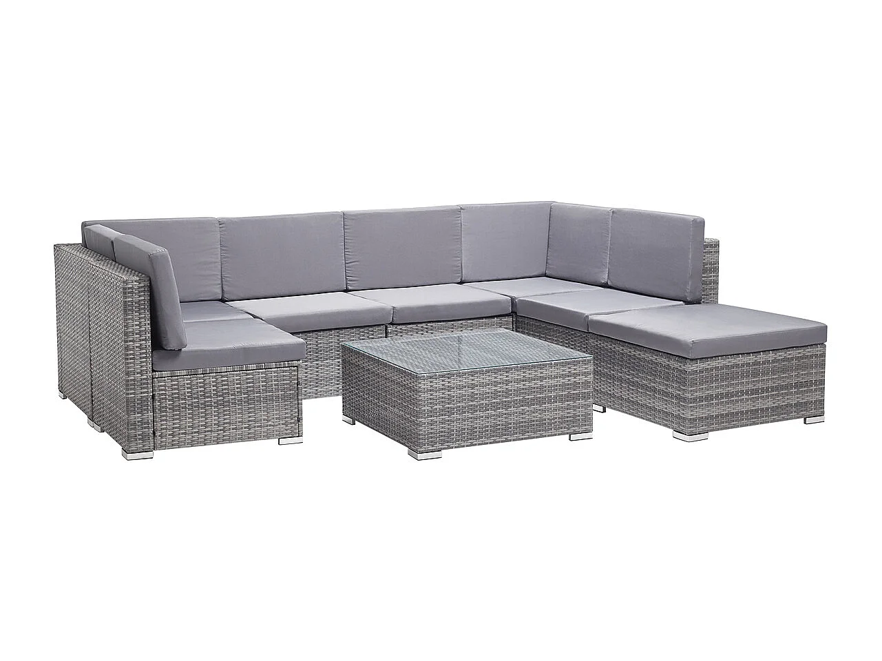 Niedriges 8-Sitzer Gartenmöbel-Set aus Harz und Stahl in Grau GUADALO - Modern, komfortabel und wetterbeständig