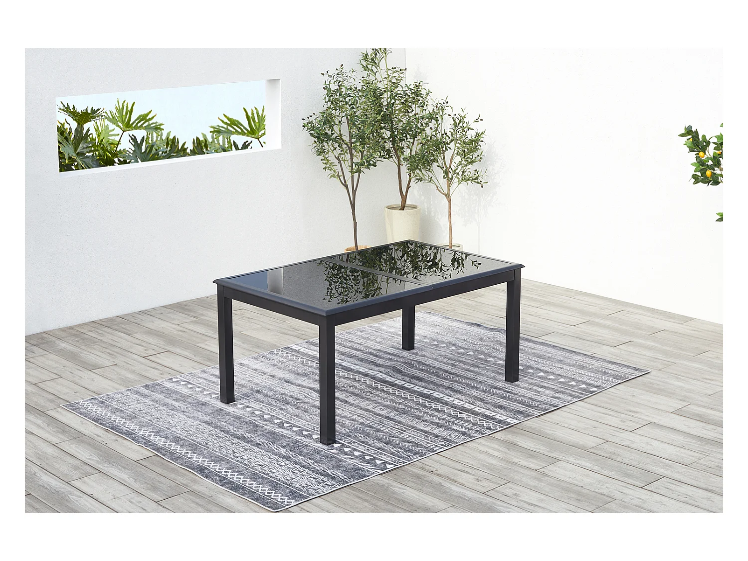 Table de jardin et 8 chaises en aluminium gris RAVENNE