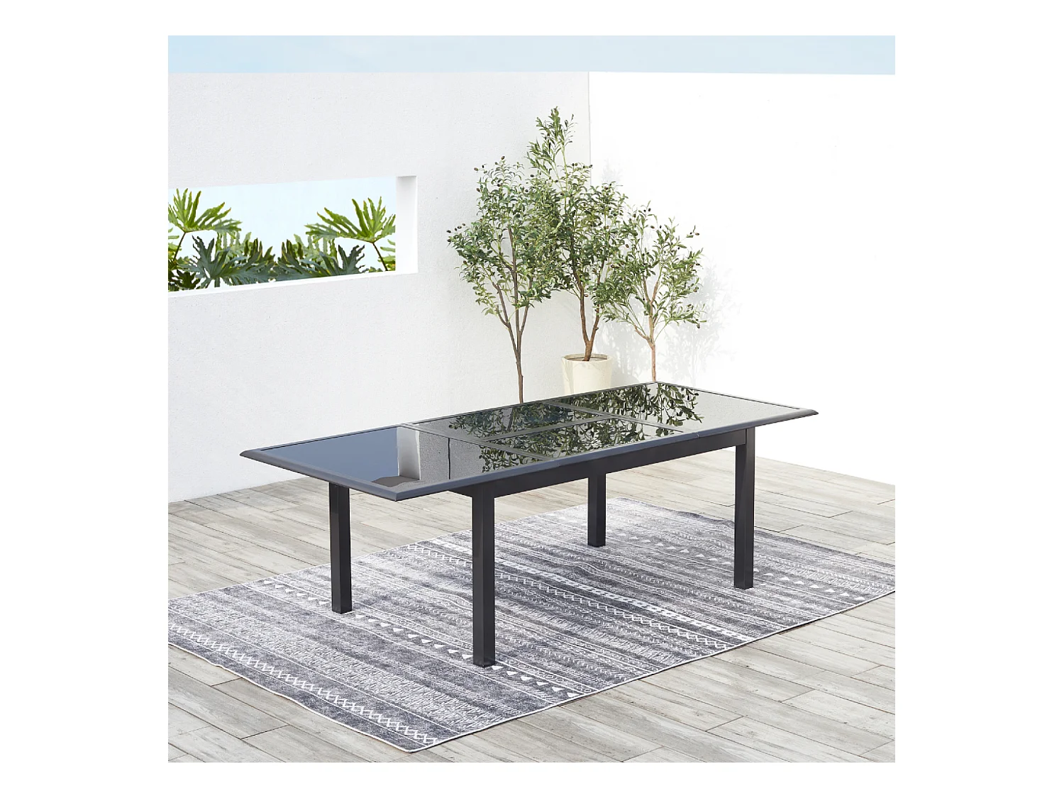 Table de jardin et 8 chaises en aluminium gris RAVENNE