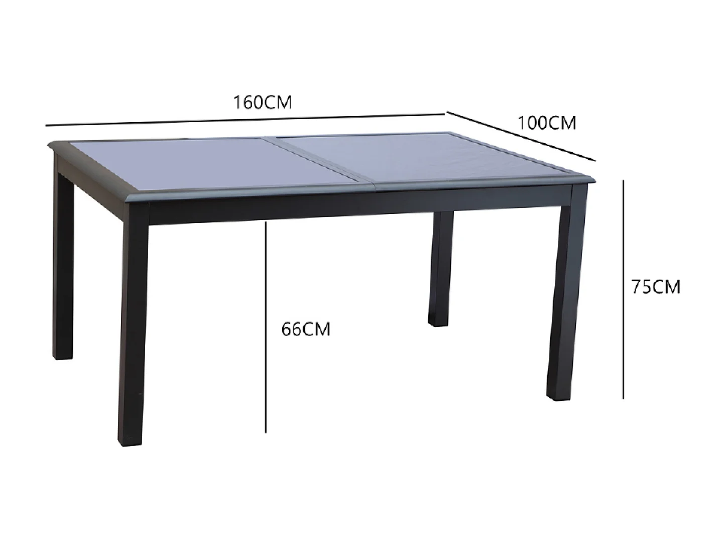 Table de jardin et 8 chaises en aluminium gris RAVENNE