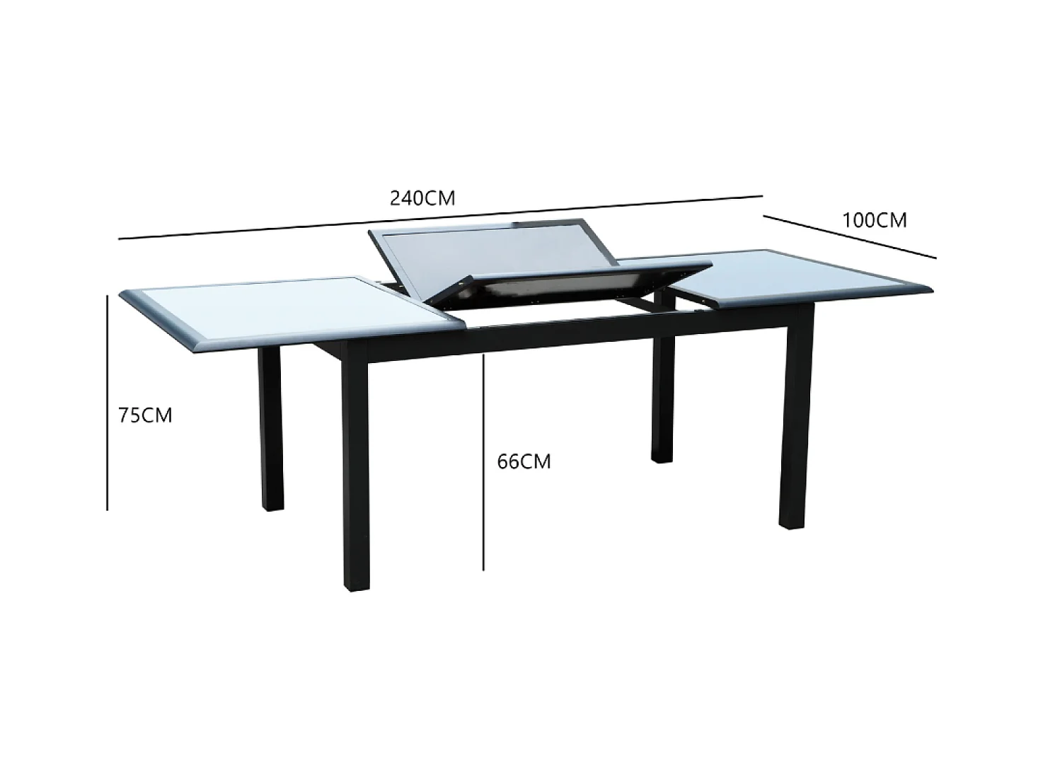 Table de jardin et 8 chaises en aluminium gris RAVENNE