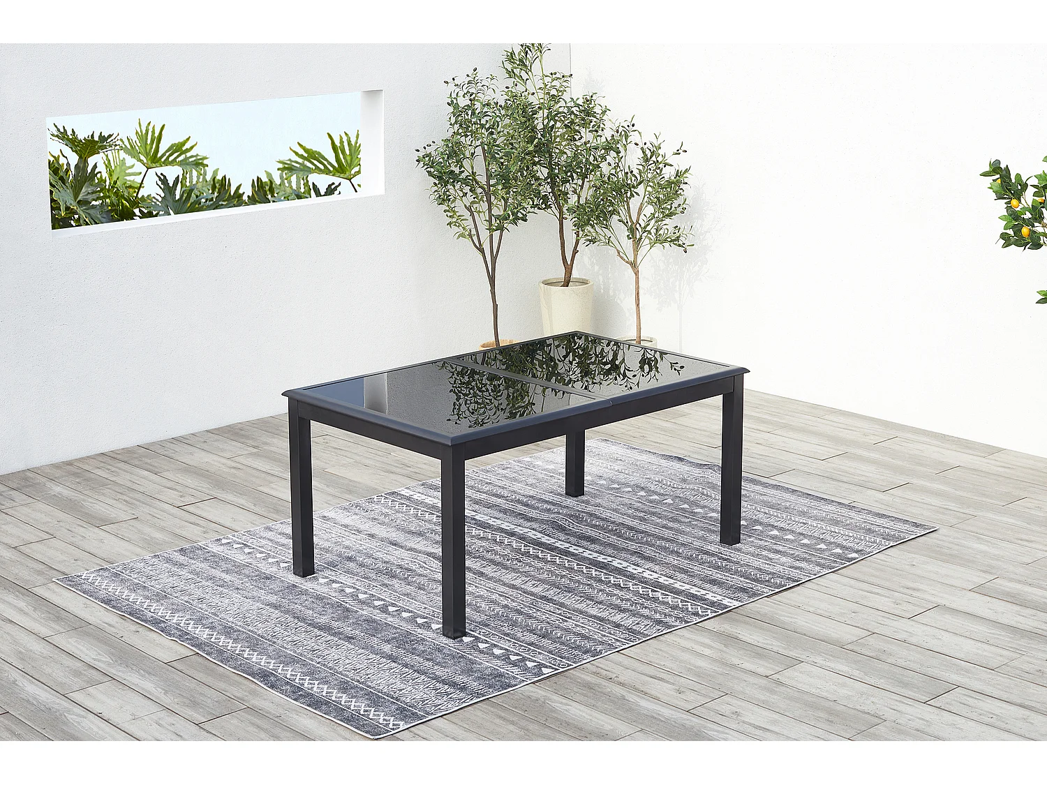 Table de jardin et 8 chaises en aluminium gris RAVENNE