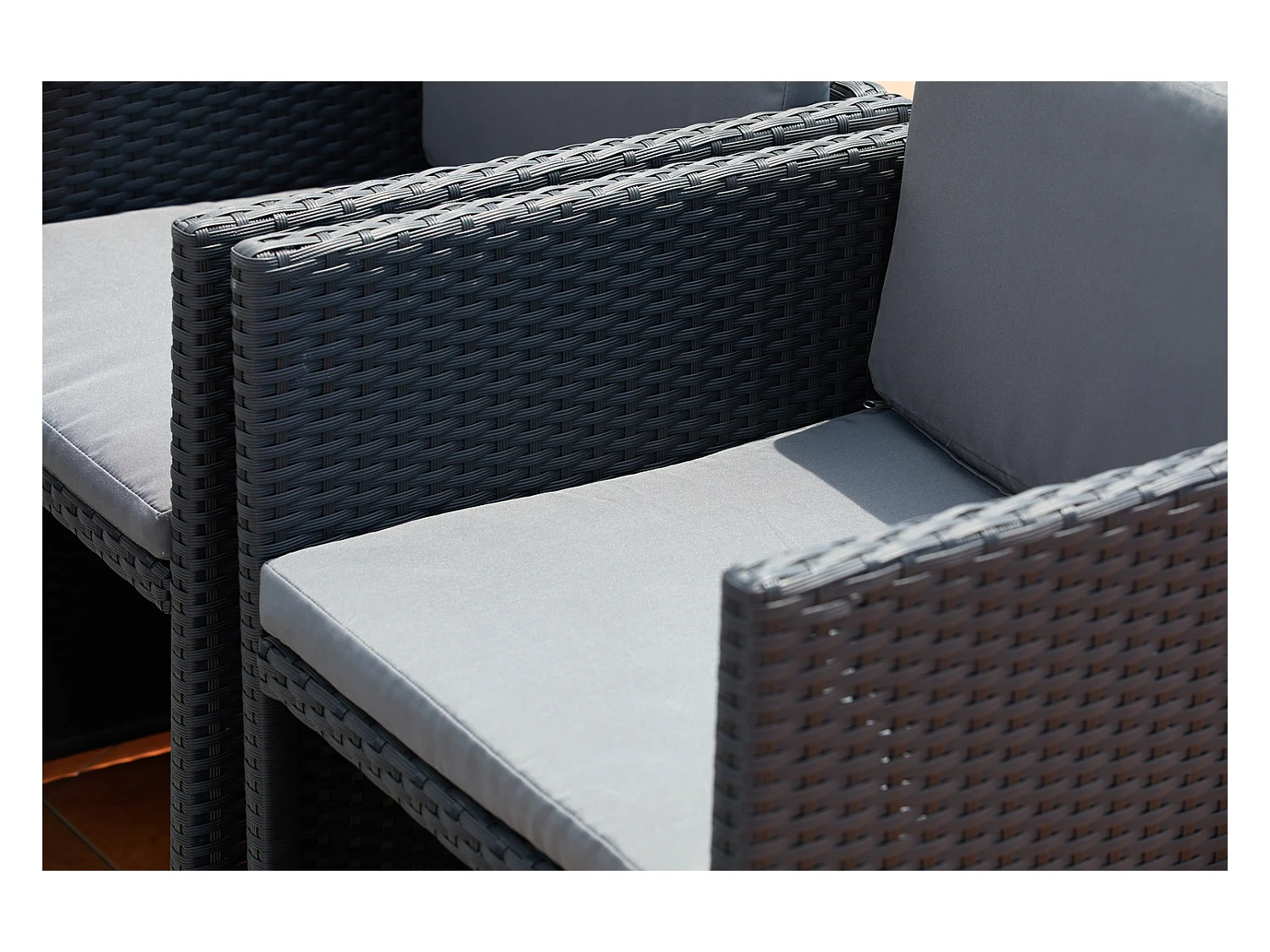 Salotto da giardino a incasso 12 posti resina intrecciata nero/grigio MIAMI