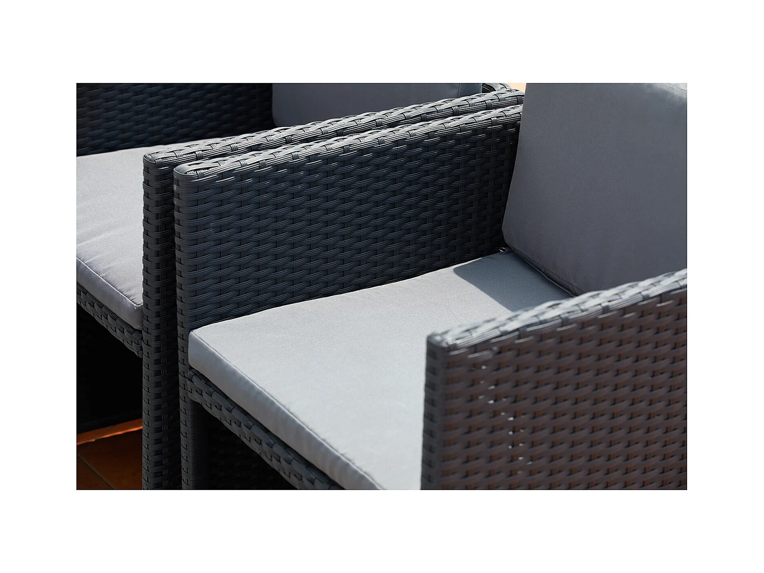 Salotto da giardino a incasso 12 posti resina intrecciata nero/grigio MIAMI