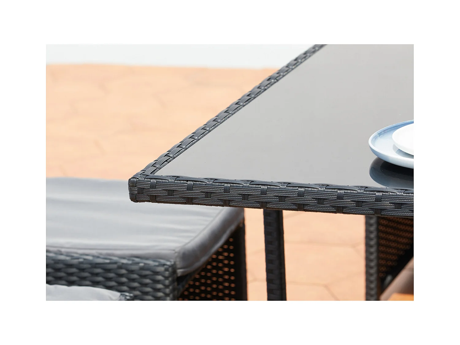 Salotto da giardino a incasso 12 posti resina intrecciata nero/grigio MIAMI