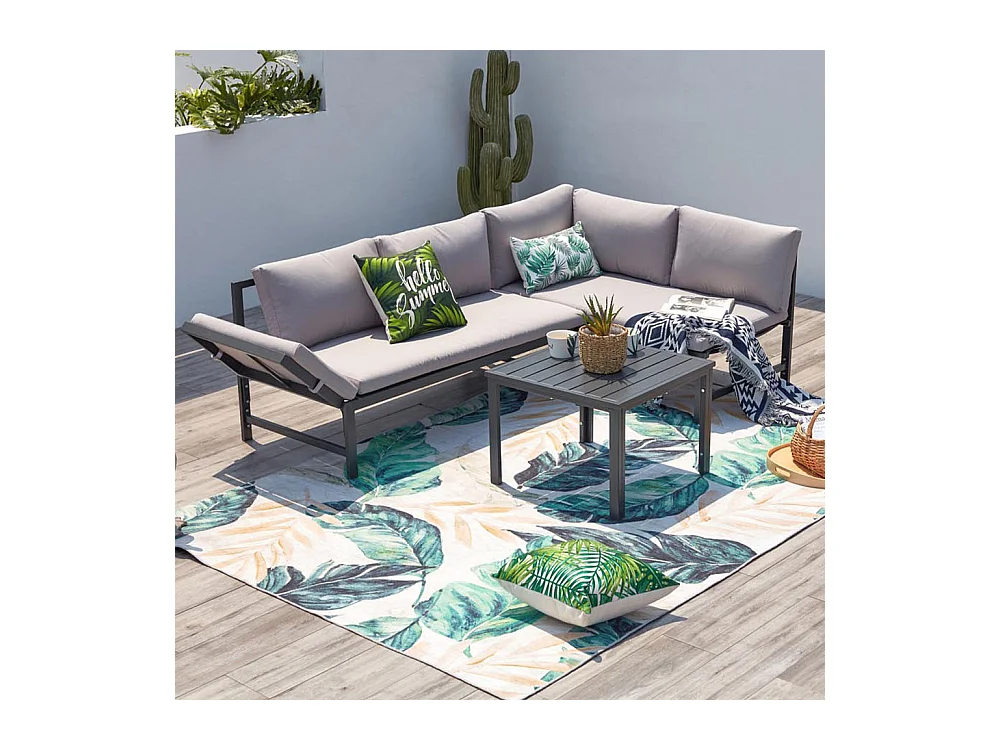 Garten Lounge Set mit 4 Sitzplätzen in Dunkelgrau mit verstellbarem Sofa TEORA