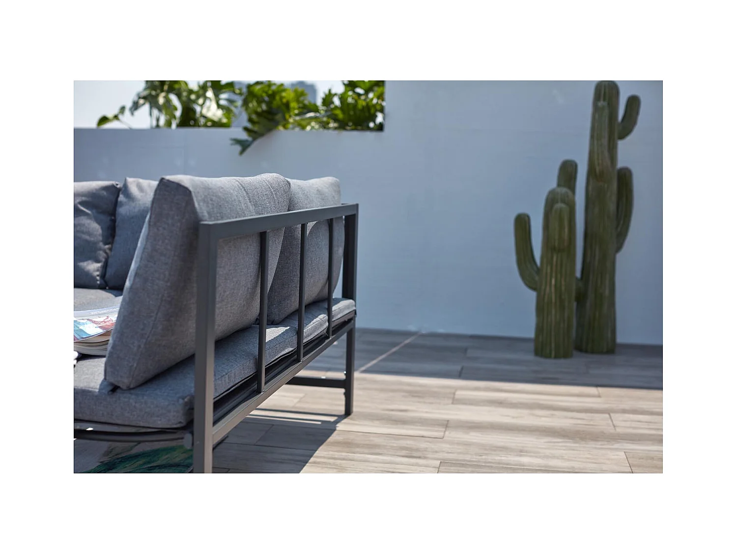 Garten Lounge Set mit 4 Sitzplätzen in Dunkelgrau mit verstellbarem Sofa TEORA