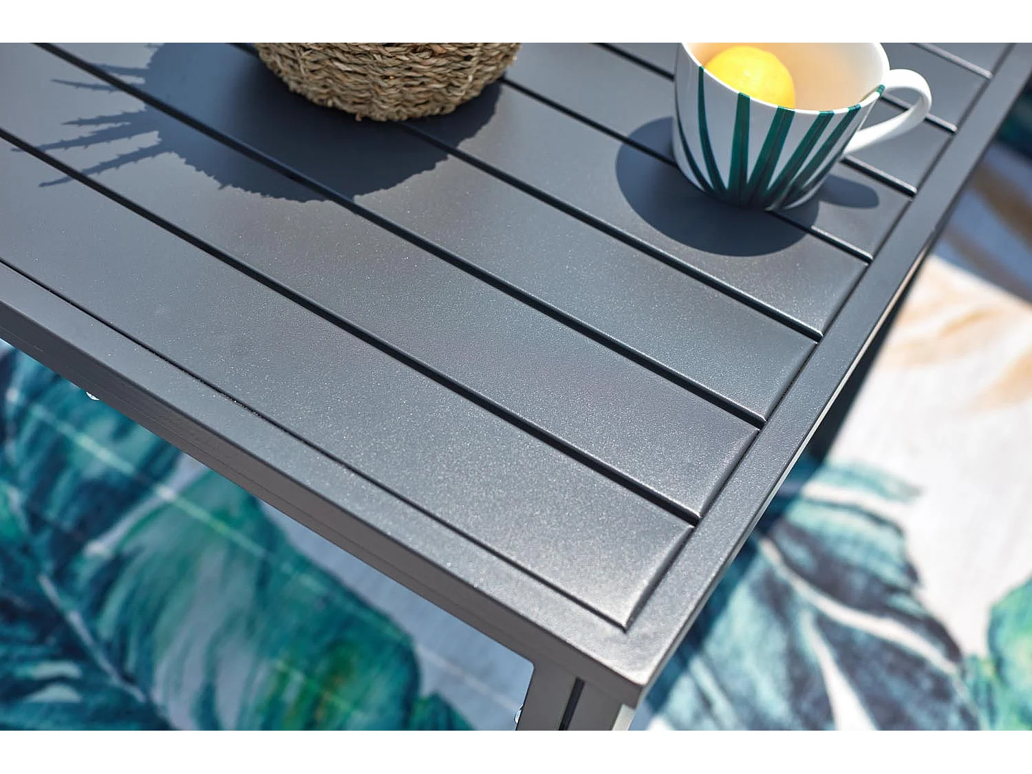 Garten Lounge Set mit 4 Sitzplätzen in Dunkelgrau mit verstellbarem Sofa TEORA