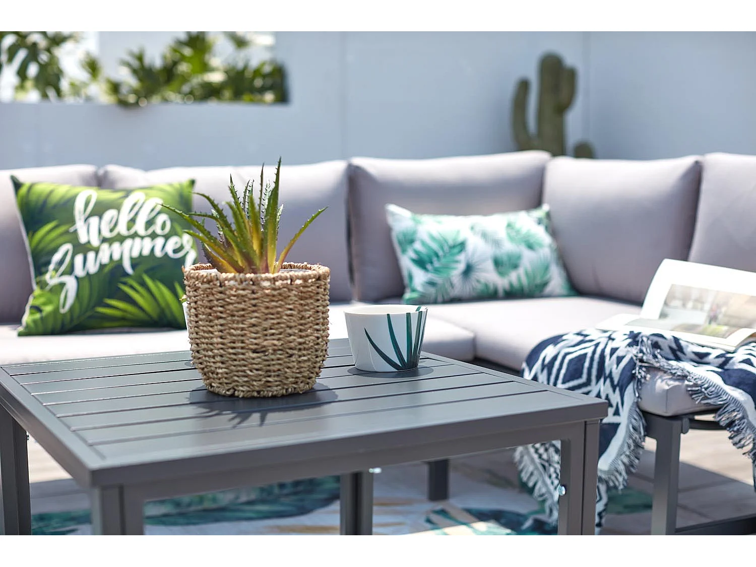 Garten Lounge Set mit 4 Sitzplätzen in Dunkelgrau mit verstellbarem Sofa TEORA