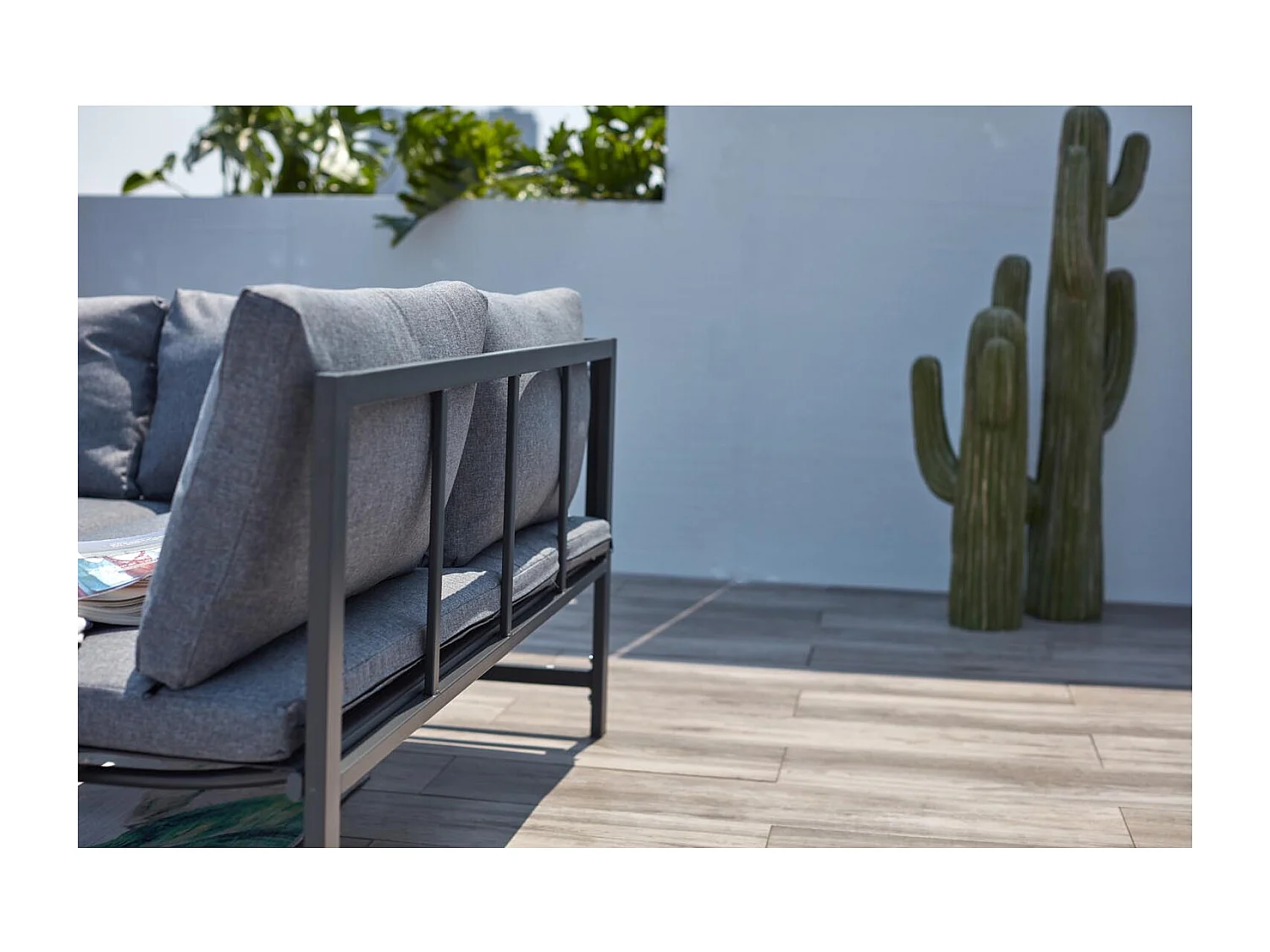 Garten Lounge Set mit 4 Sitzplätzen in Dunkelgrau mit verstellbarem Sofa TEORA