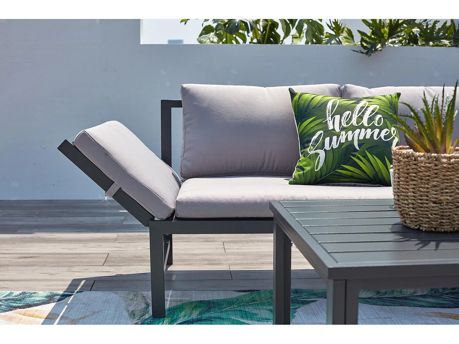 Salon de jardin bas 4 places canapé inclinable KATEA