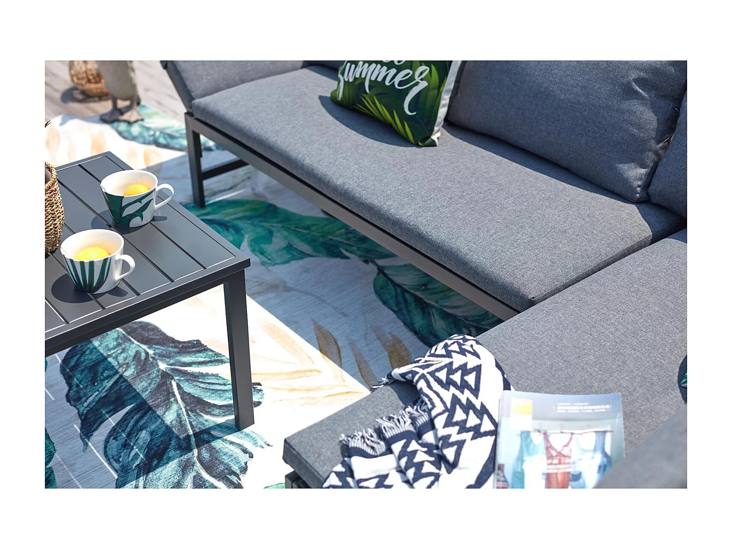 Salon de jardin bas 4 places canapé inclinable KATEA