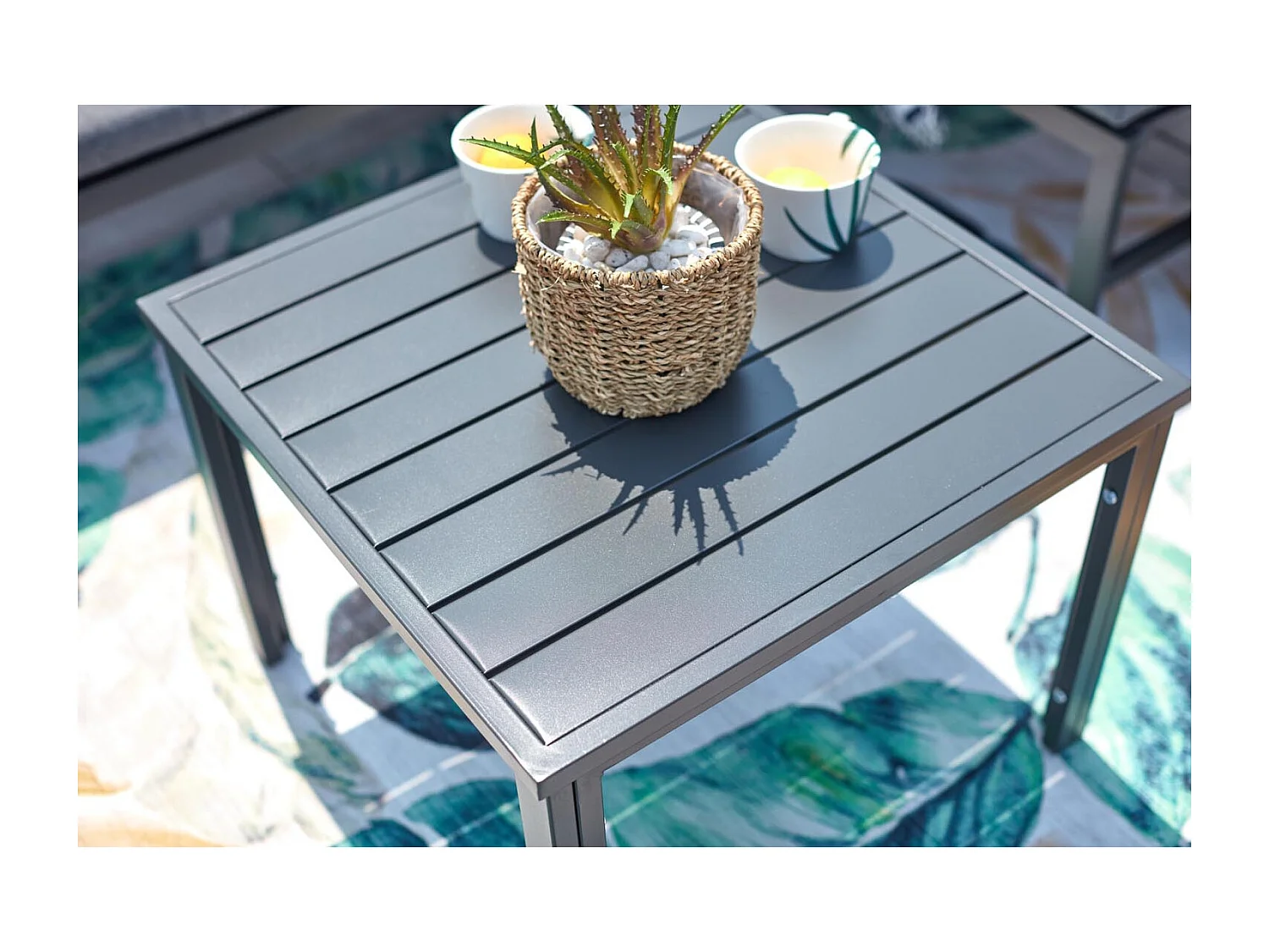 Salon de jardin bas 4 places canapé inclinable KATEA