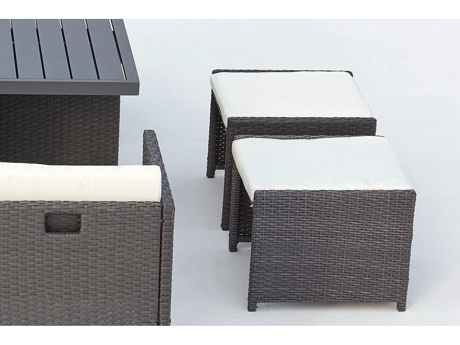 Loungeset 8 Plaatsen van Vlechtwerk en Aluminium Grijs/Wit Sunset