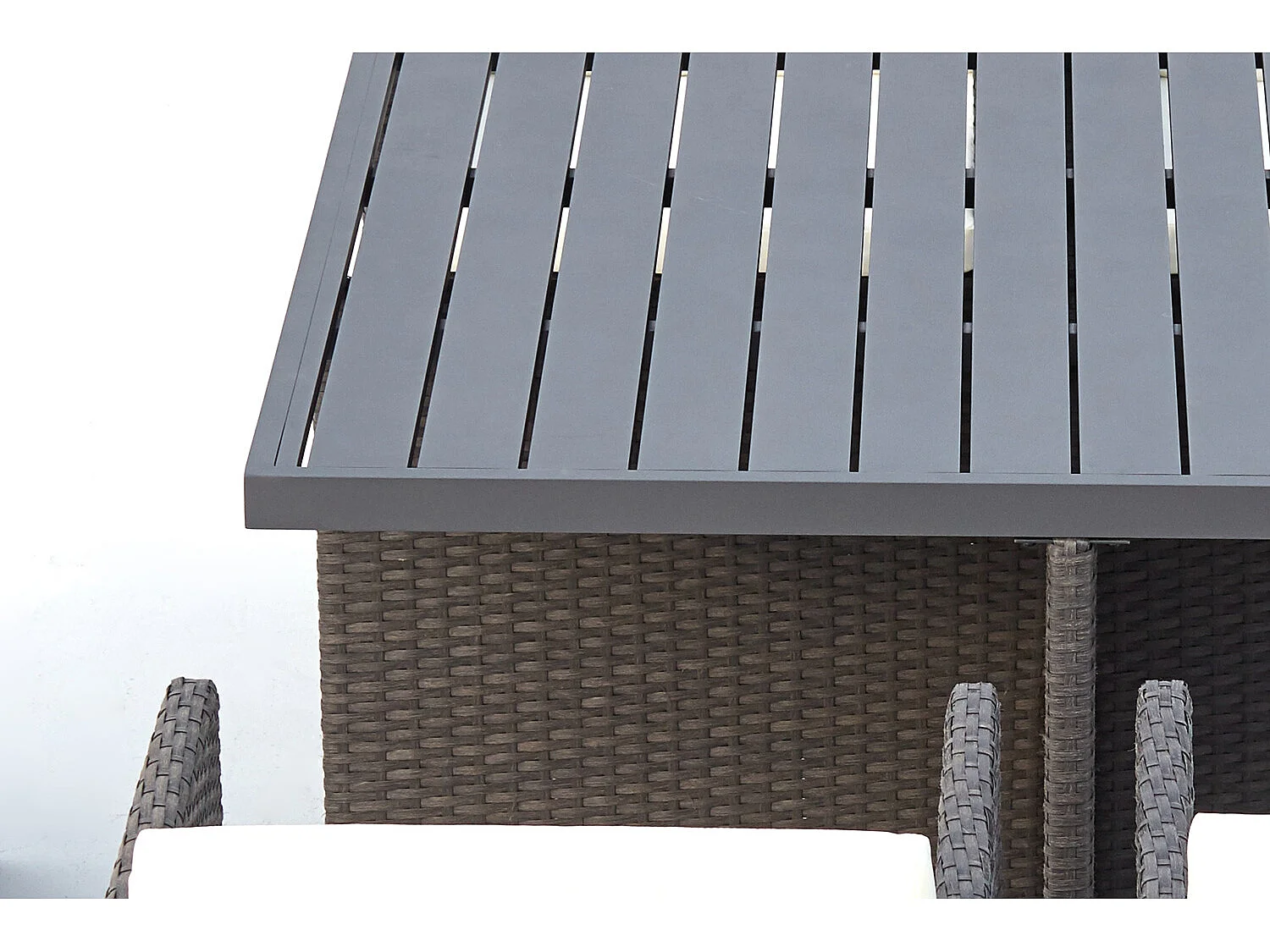 Loungeset 8 Plaatsen van Vlechtwerk en Aluminium Grijs/Wit Sunset