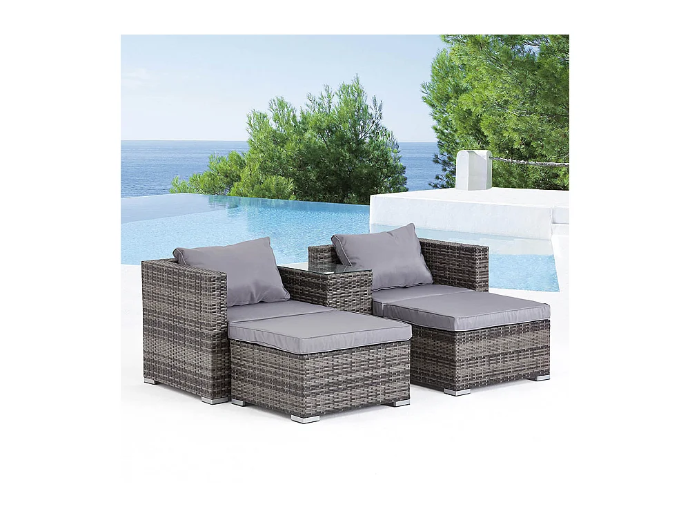 Salotto da giardino 4 posti in resina grigia e grigio MOANA
