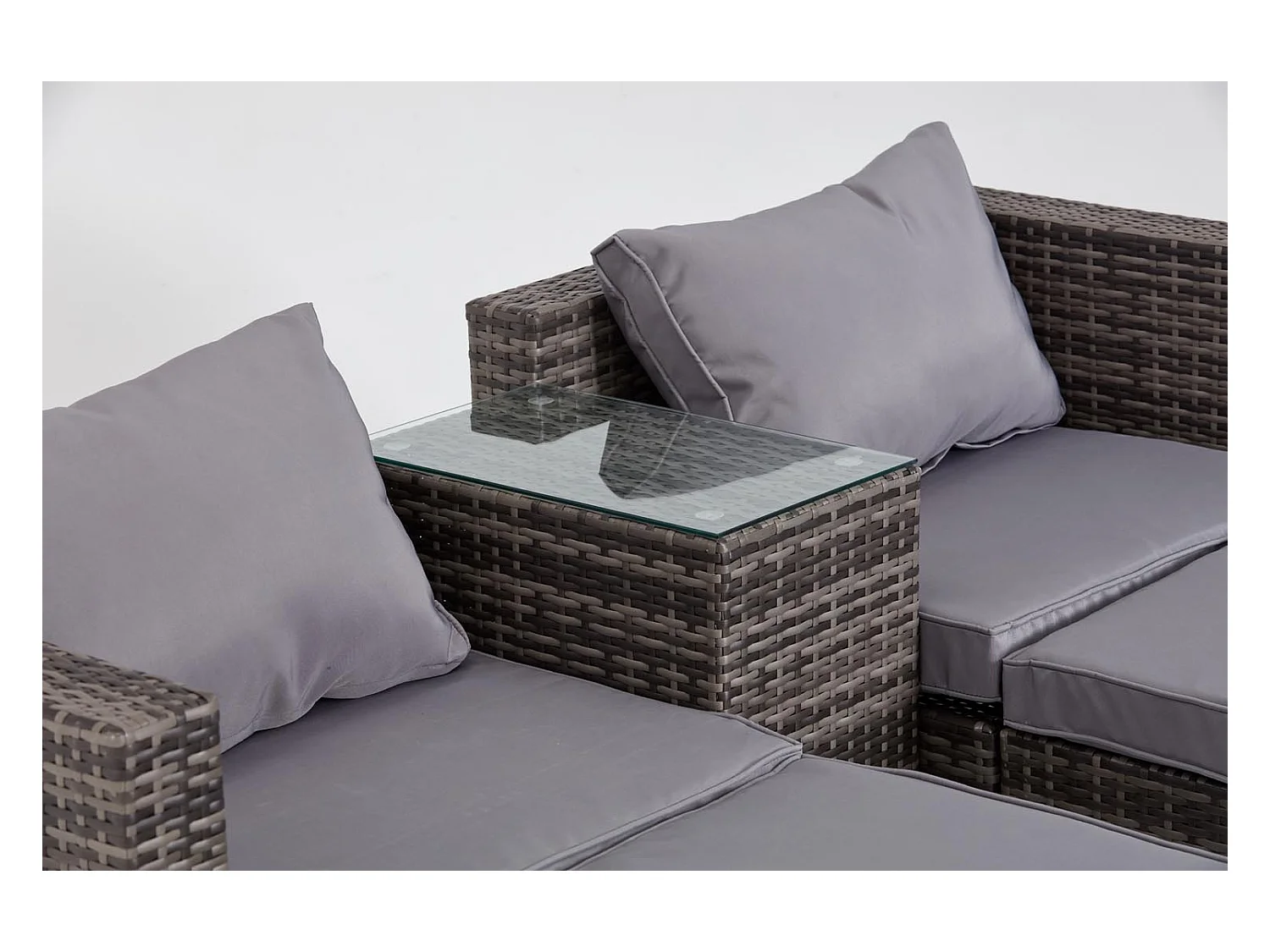 Salotto da giardino 4 posti in resina grigia e grigio MOANA