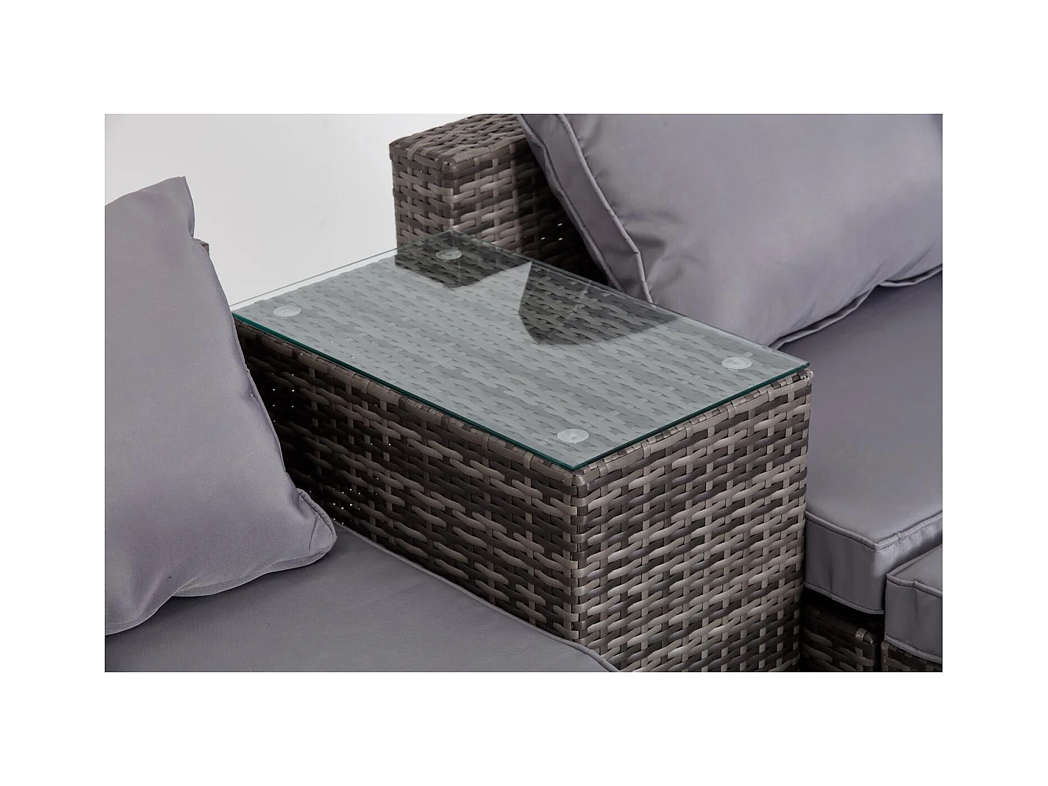 Salotto da giardino 4 posti in resina grigia e grigio MOANA