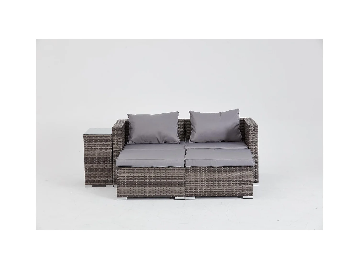 Salotto da giardino 4 posti in resina grigia e grigio MOANA