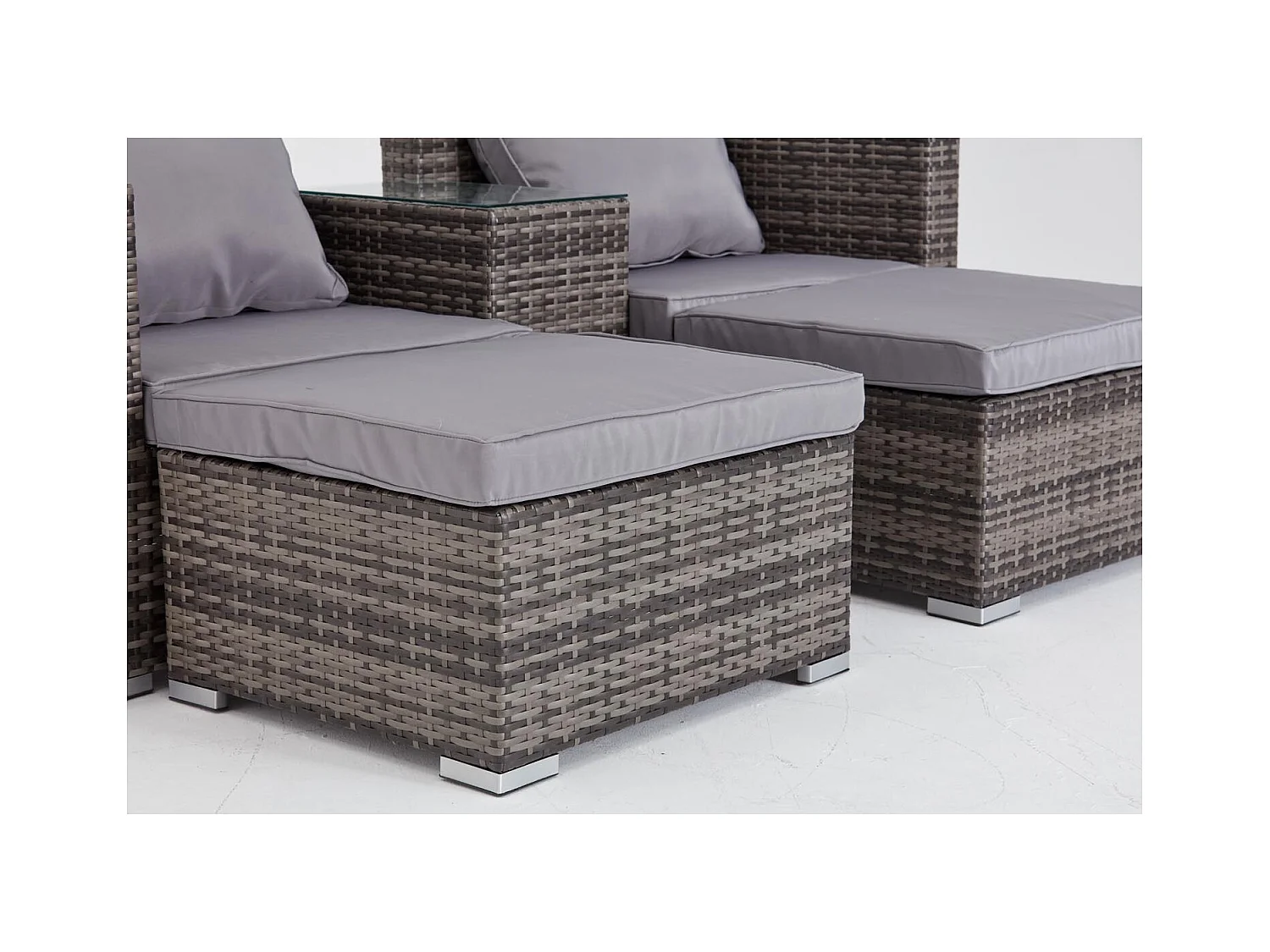 Salotto da giardino 4 posti in resina grigia e grigio MOANA