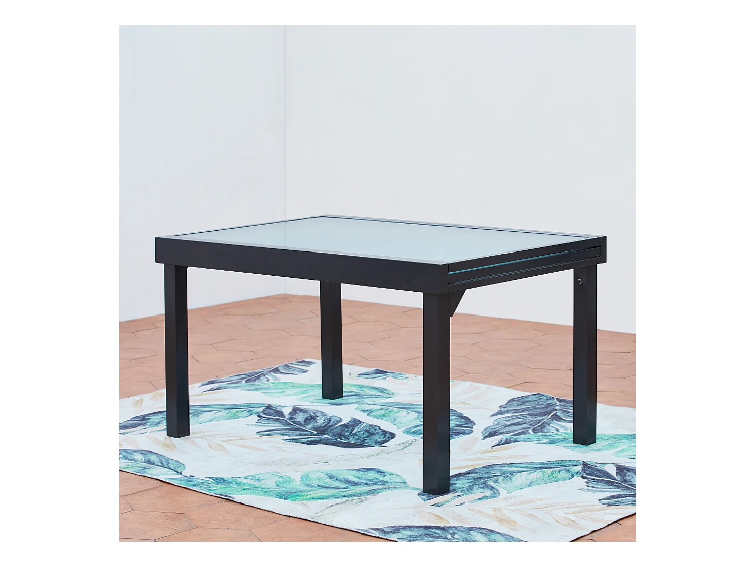 Table de jardin extensible et 6 fauteuils en alu et toile PVC BRESCIA