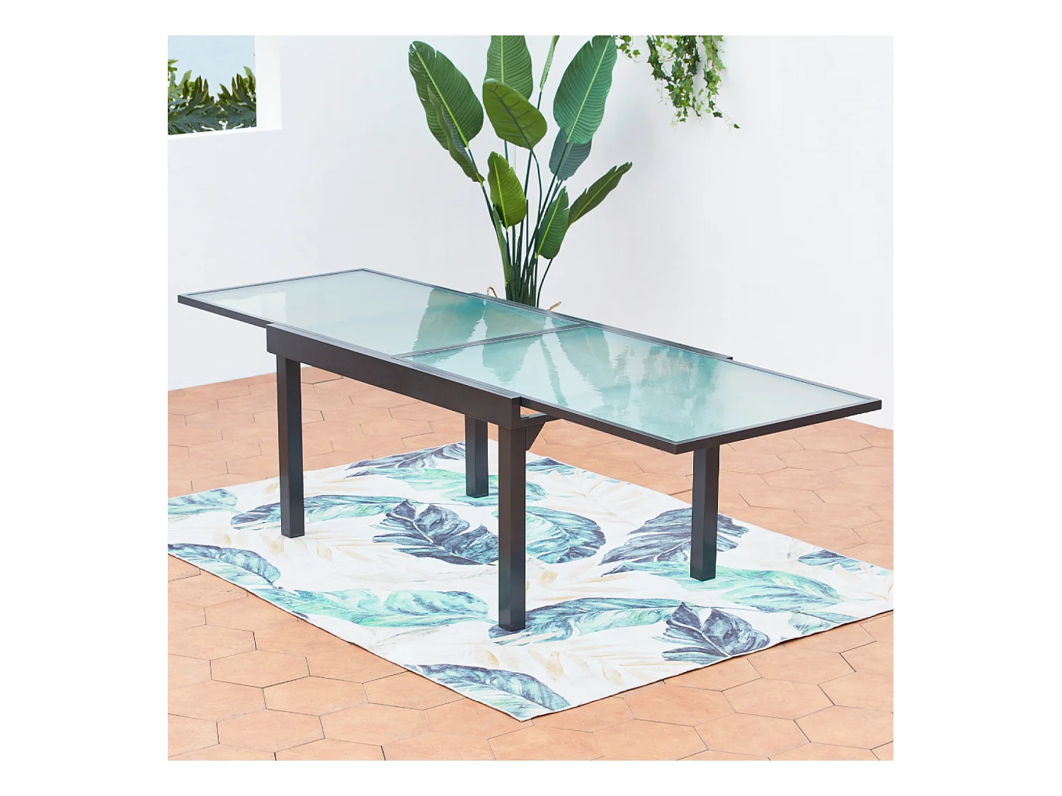 Table de jardin extensible 12 fauteuils en alu et toile PVC BRESCIA