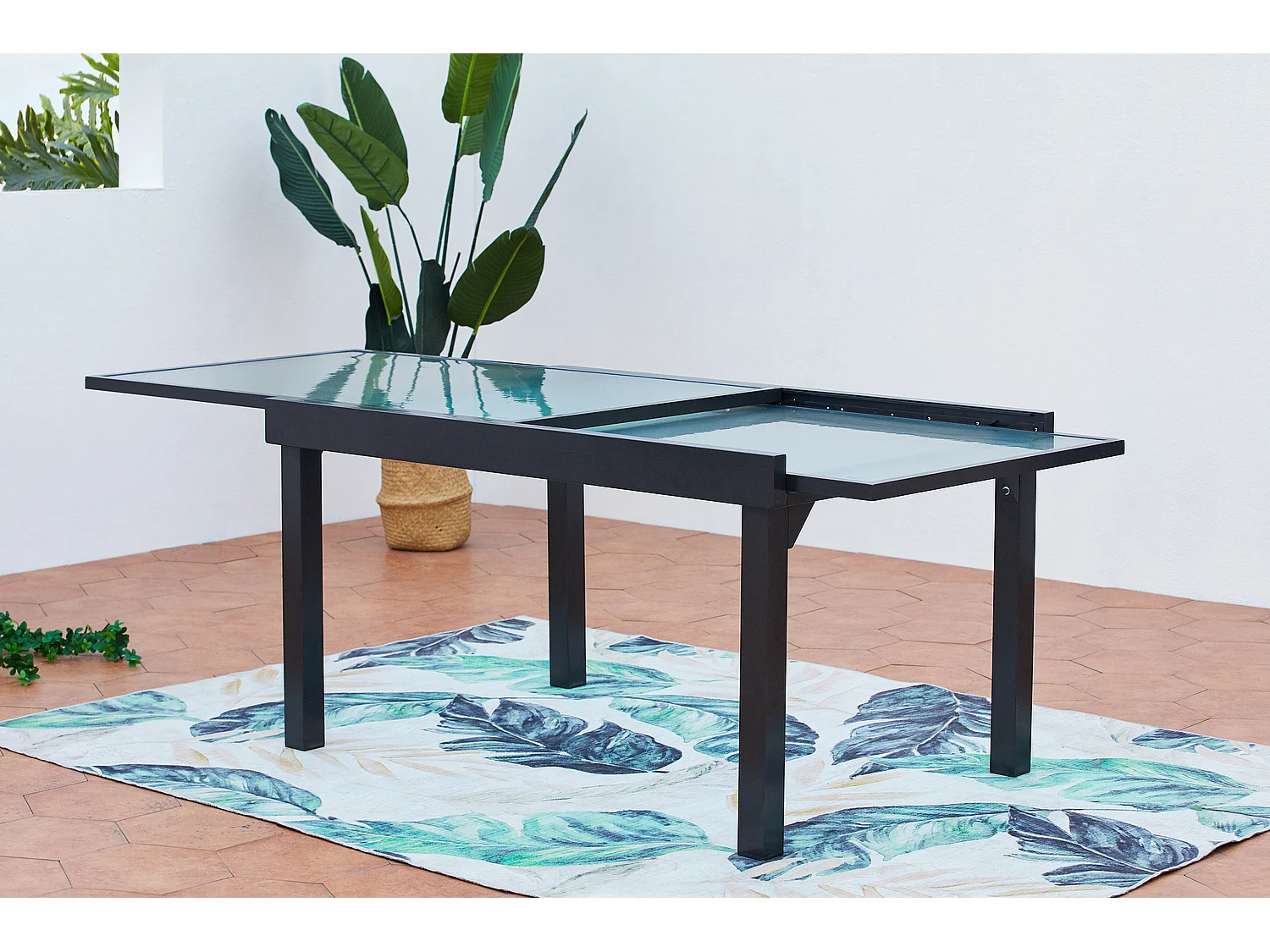 Table de jardin extensible 12 fauteuils en alu et toile PVC BRESCIA