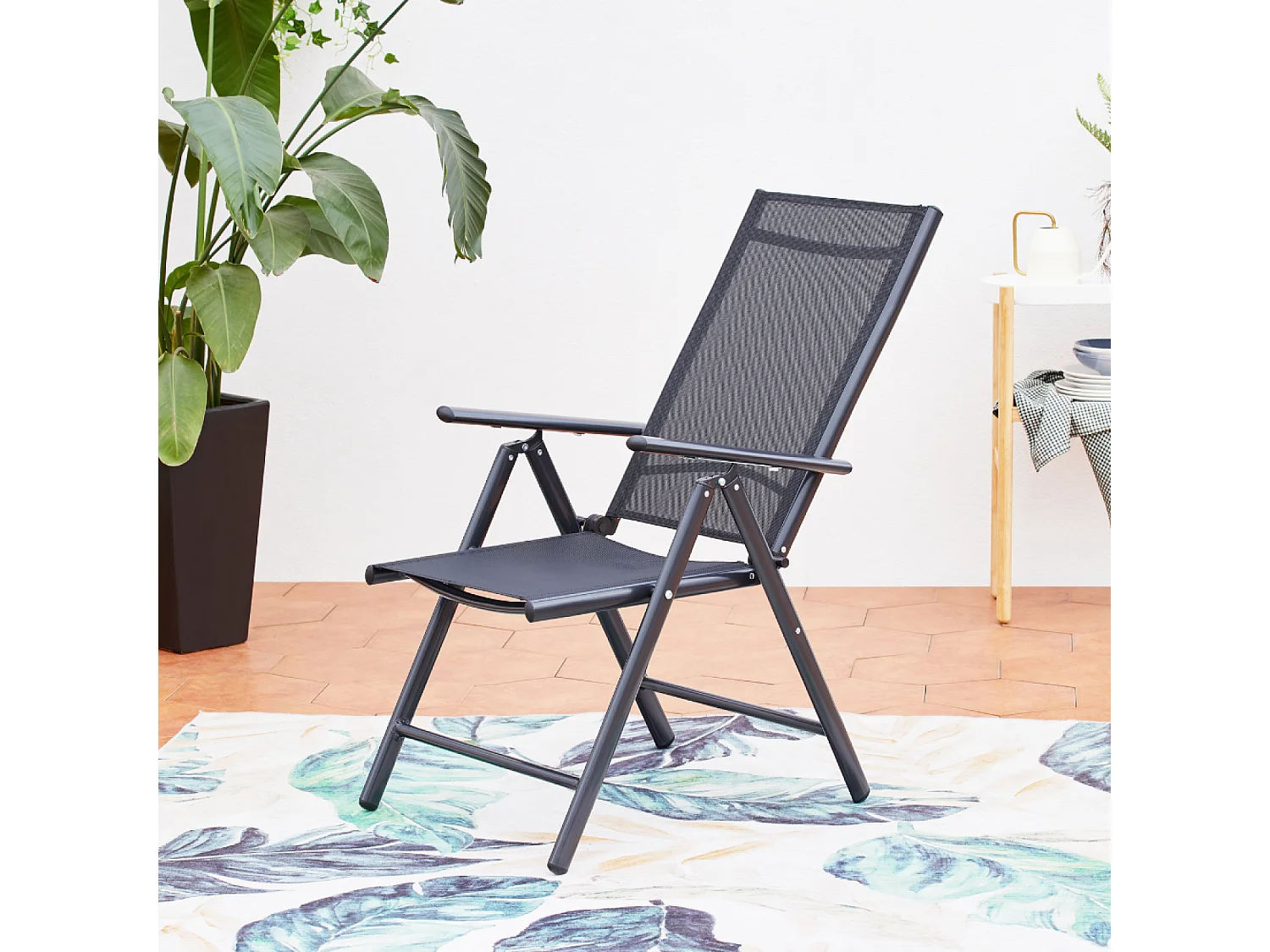 Table de jardin extensible 12 fauteuils en alu et toile PVC BRESCIA