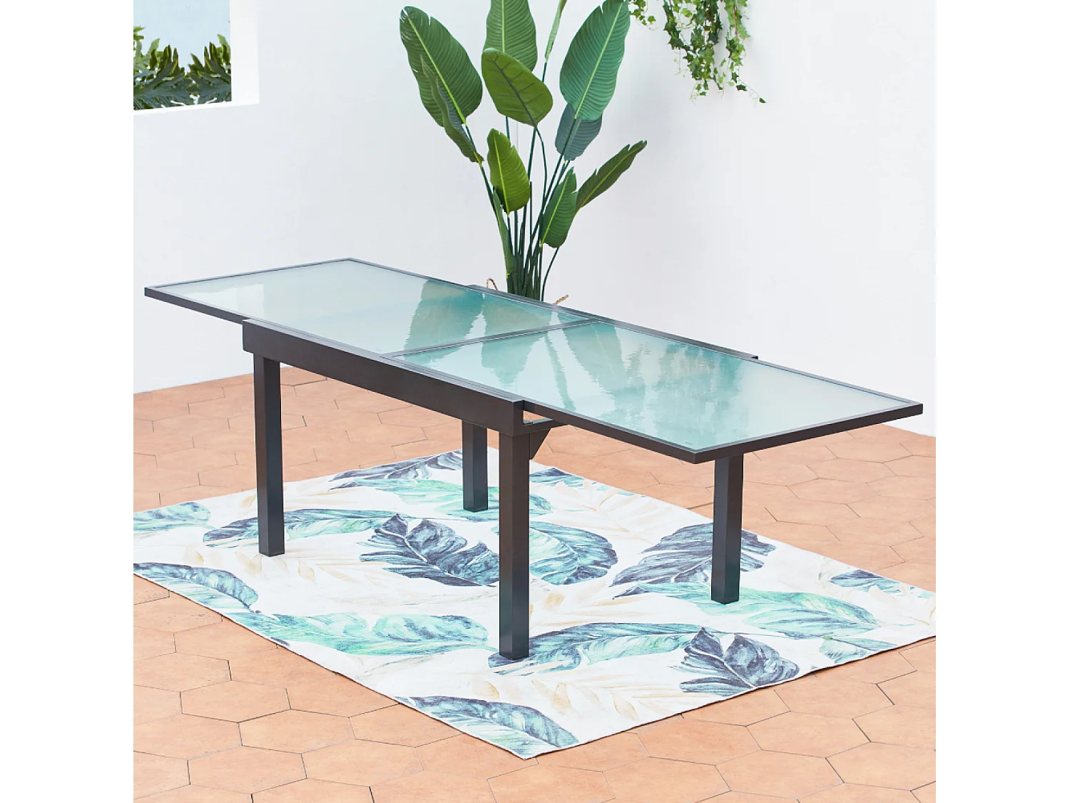 Table de jardin extensible 12 fauteuils en alu et toile PVC BRESCIA