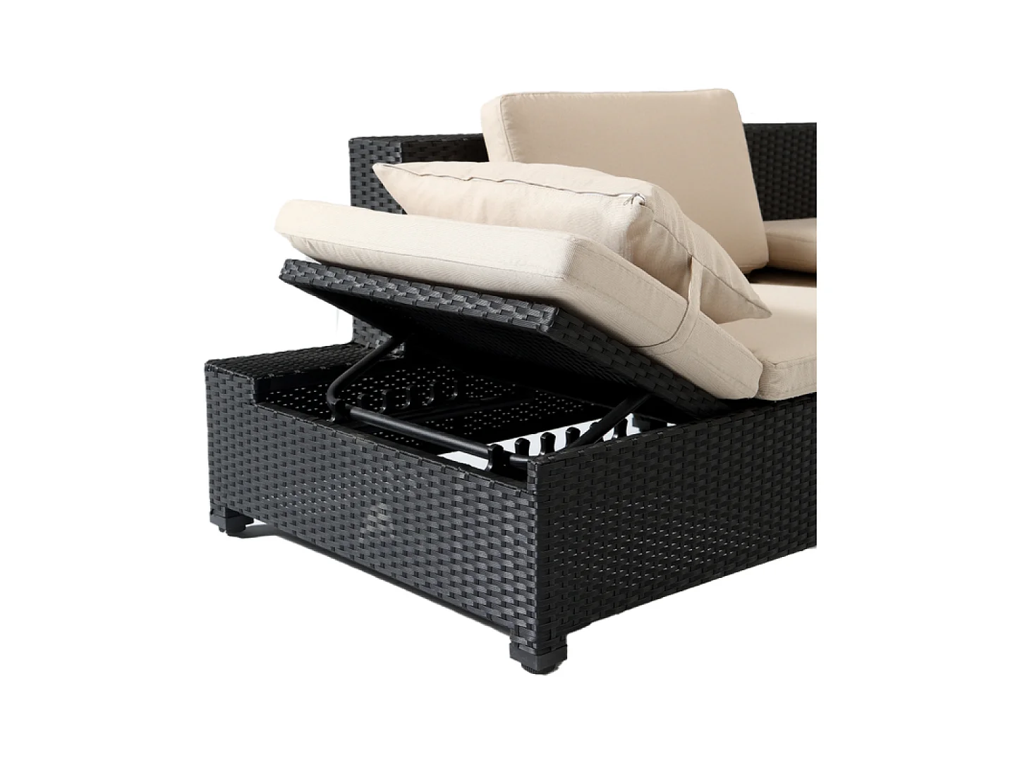 Salotto da giardino in resina intrecciata ecru/nero CORFOU