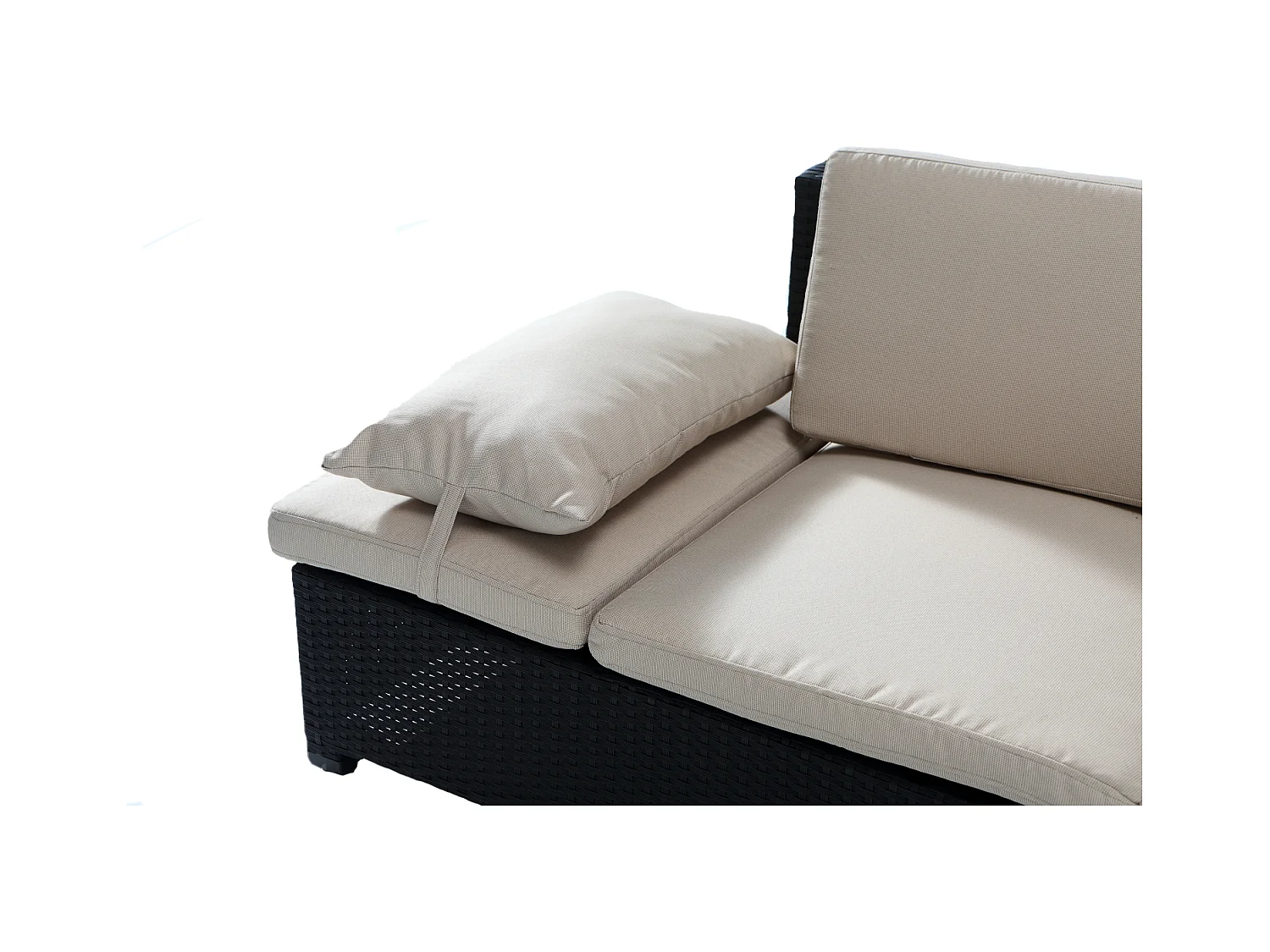 Salotto da giardino in resina intrecciata ecru/nero CORFOU