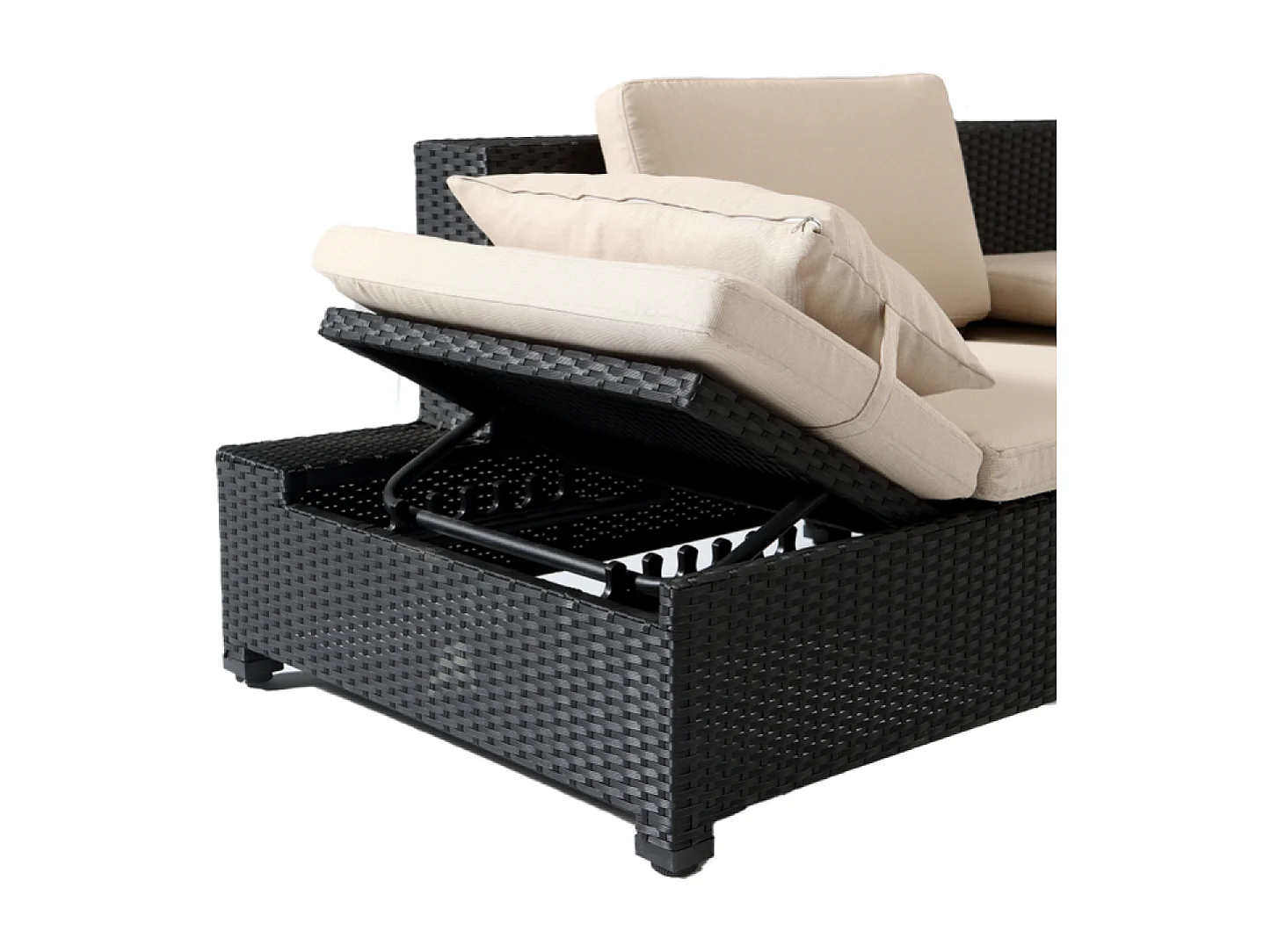 Salon de jardin en résine tressée écru et noir CORFOU