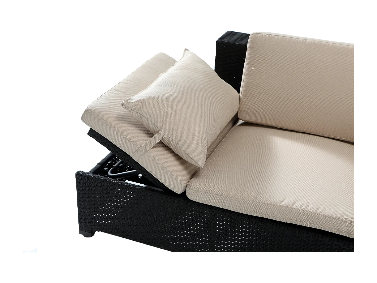 Loungeset 2-Zits Tuinset van Zwart/Beige Vlechtwerk CORFOU - Comfortabel en Modulair