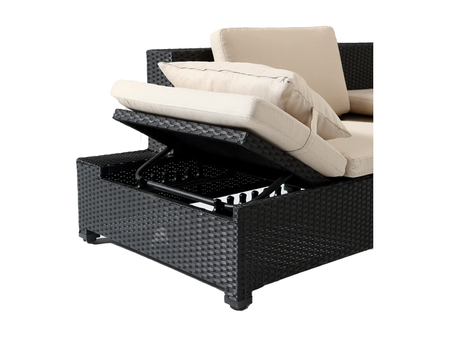 Loungeset 2-Zits Tuinset van Zwart/Beige Vlechtwerk CORFOU - Comfortabel en Modulair