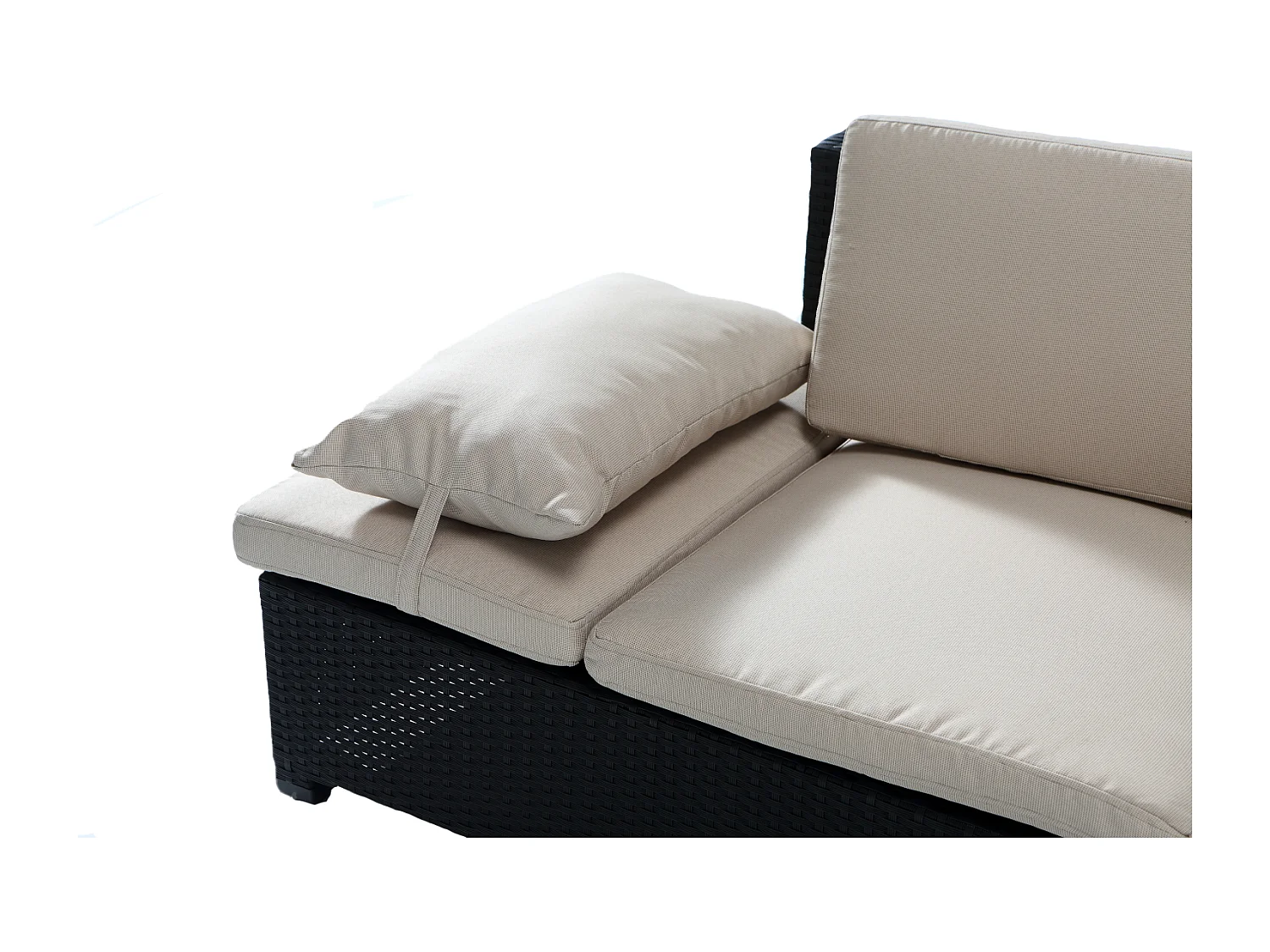 Loungeset 2-Zits Tuinset van Zwart/Beige Vlechtwerk CORFOU - Comfortabel en Modulair