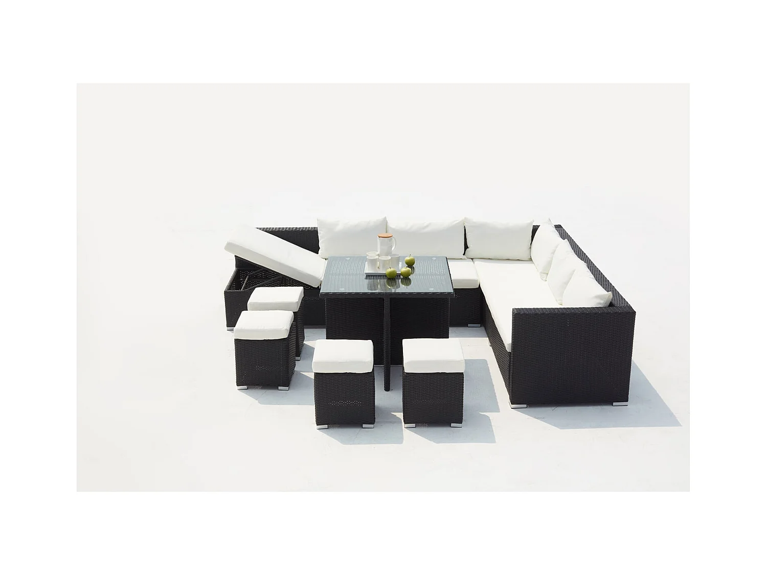 Gartenmöbel-Set aus Polyrattan FIDJI für 10 Personen schwarz/weiß