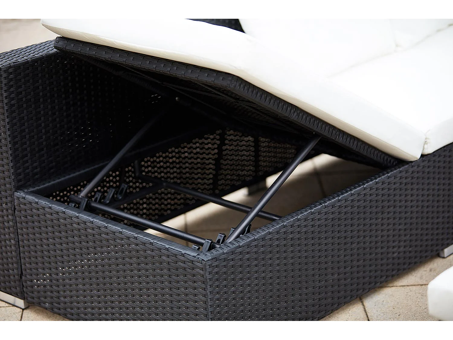 Salon de jardin encastrable 10 places en résine noir-blanc FIDJI