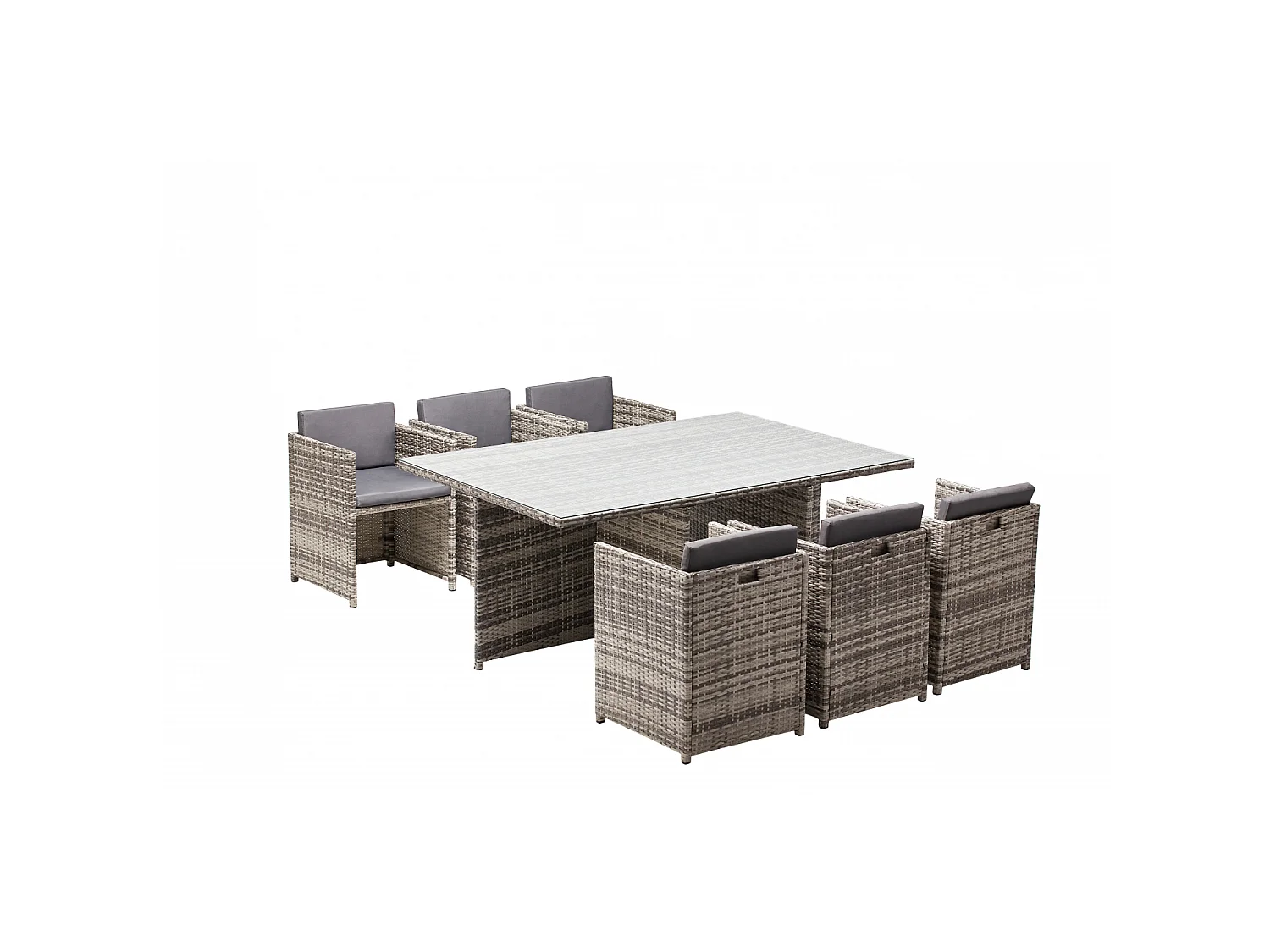 Loungeset 6 Personen Grijs Miami Rotan
