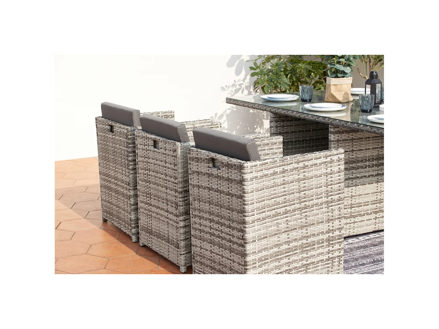 Loungeset 6 Personen Grijs Miami Rotan