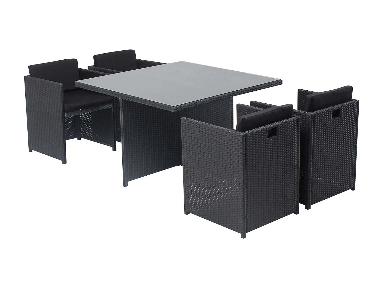 Salotto da giardino a incasso 4 posti resina intrecciata nero/nero MIAMI