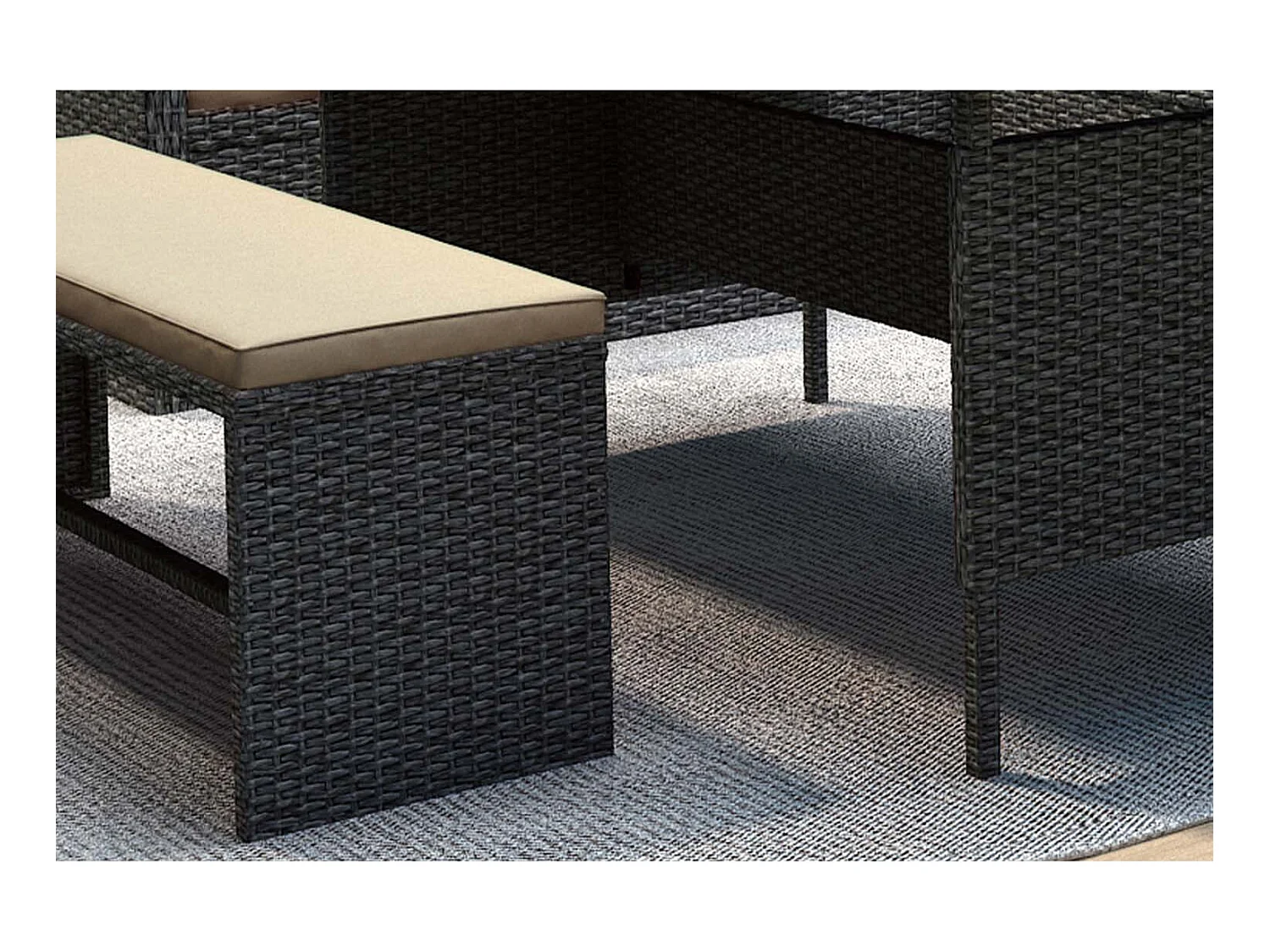 Salon de jardin 8 places résine gris foncé et beige MOOREA