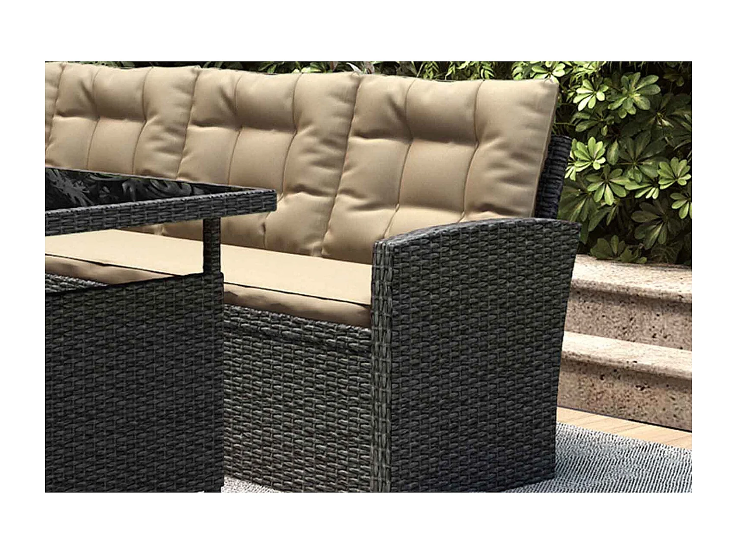 Loungeset voor 8 personen van grijs/beige gevlochten hars MOOREA - Groot comfort voor buiten