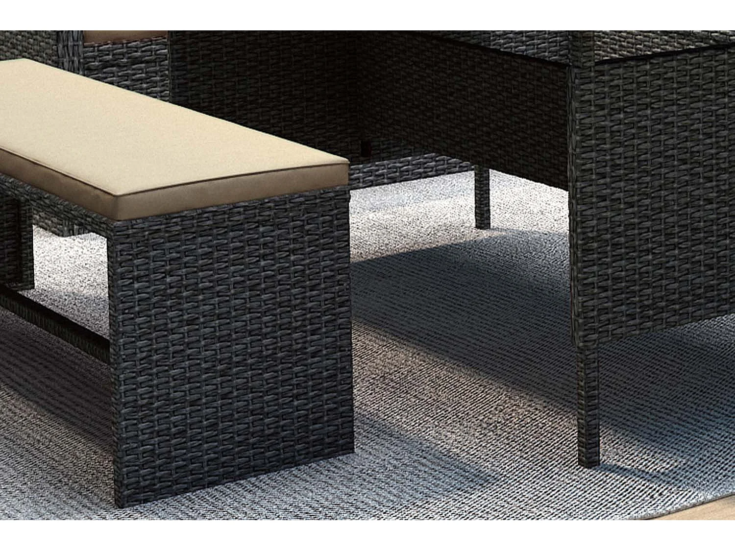 Loungeset voor 8 personen van grijs/beige gevlochten hars MOOREA - Groot comfort voor buiten