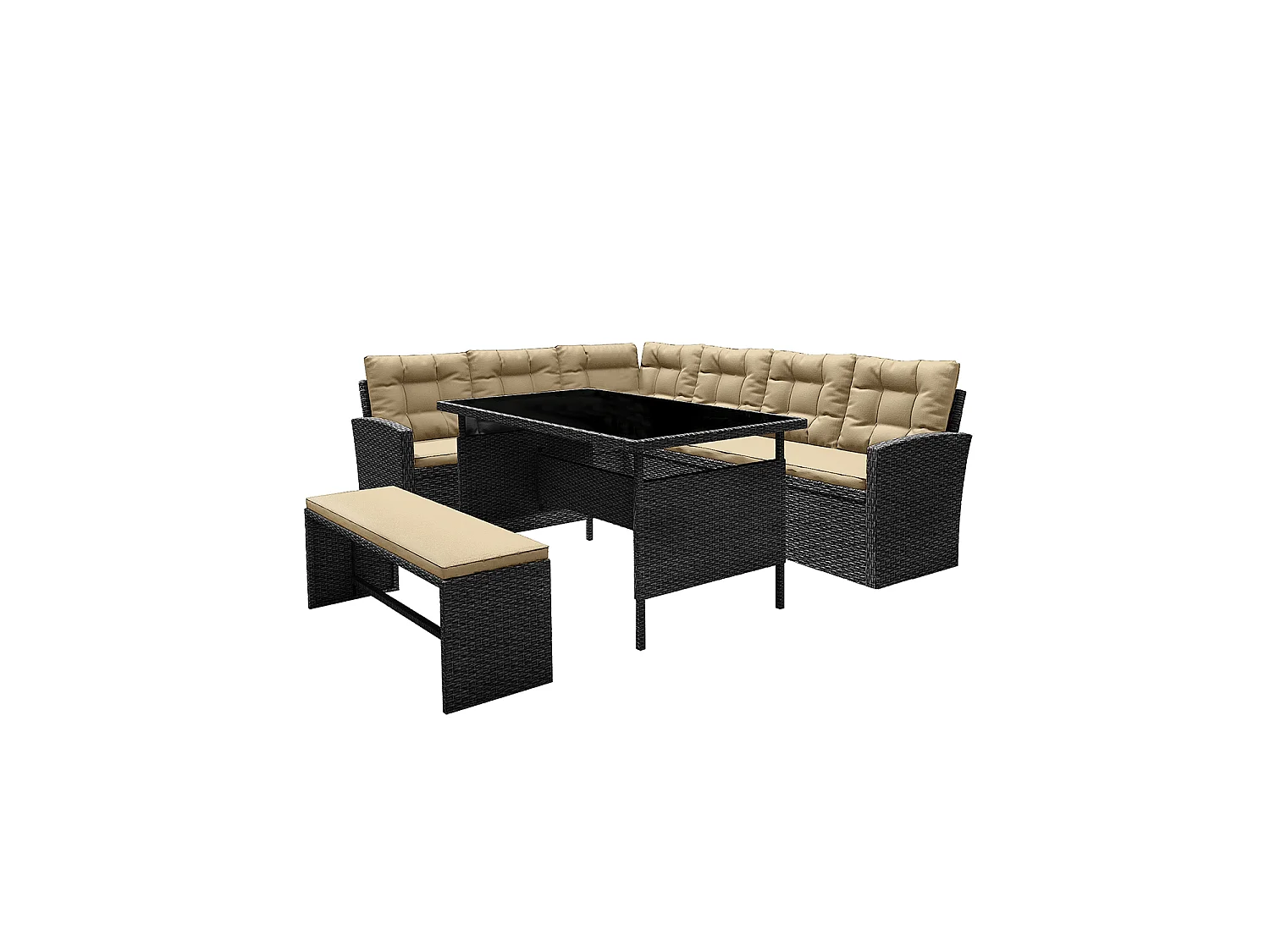 Loungeset voor 8 personen van grijs/beige gevlochten hars MOOREA - Groot comfort voor buiten