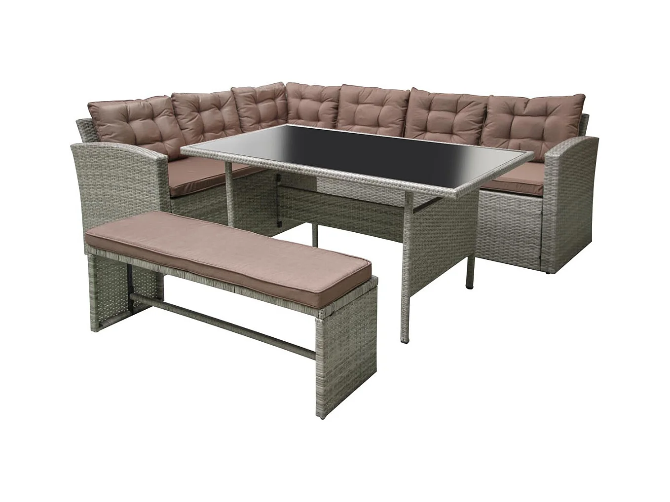 8-Sitzer Gartenmöbel-Set aus grau/braunem Polyrattan MOOREA - Großer Komfort im Freien